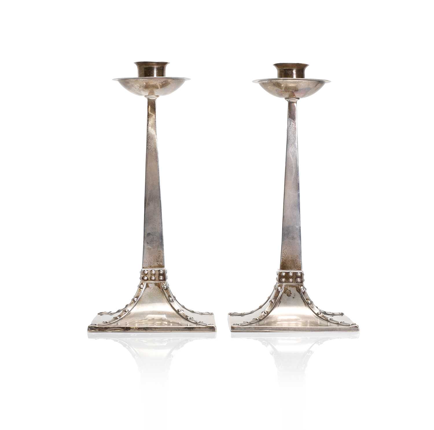 A pair of Arts and Crafts silver candlesticks, - Image 3 of 7
