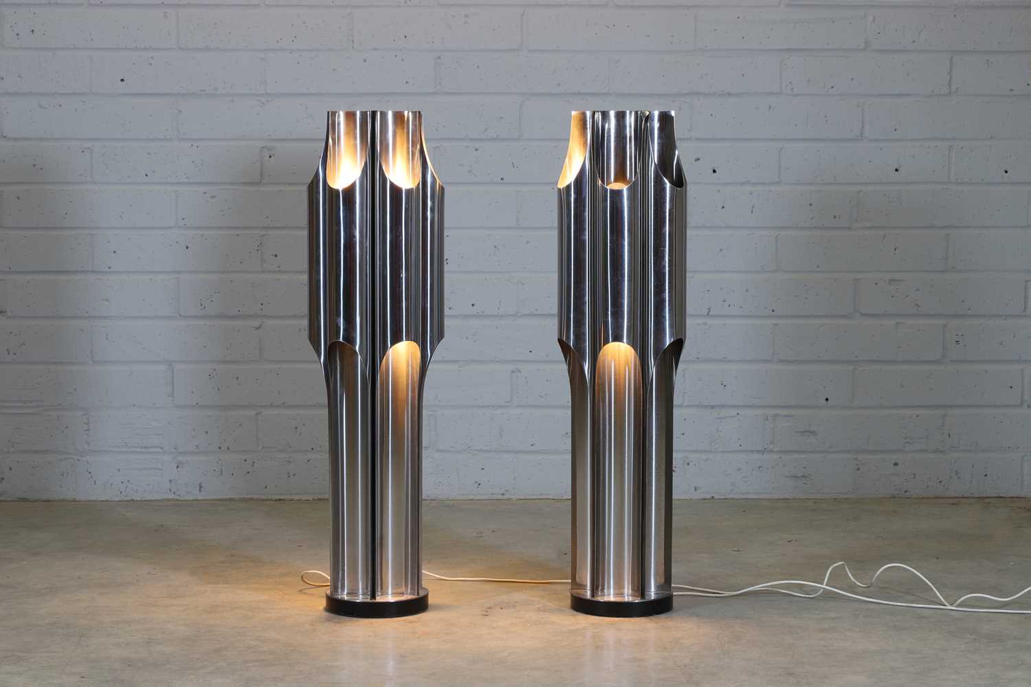 A pair of polished chrome 'Orgue' uplighters, - Image 2 of 4