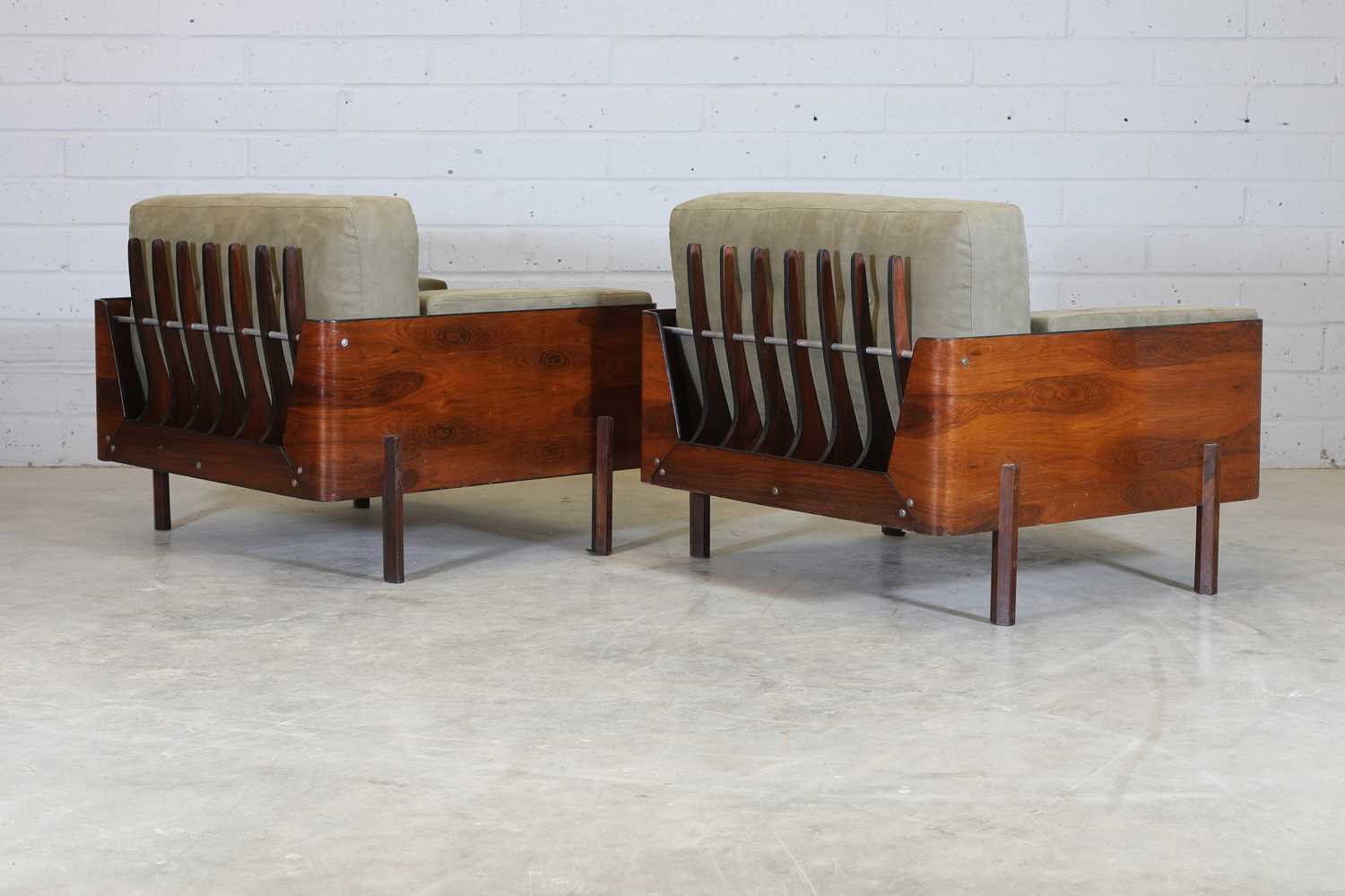 § A pair of Brazilian rosewood armchairs, - Image 3 of 5