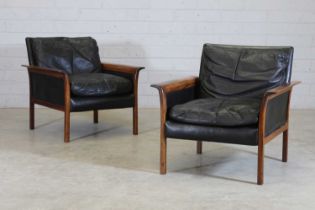 § A pair of Danish rosewood and leather chairs,