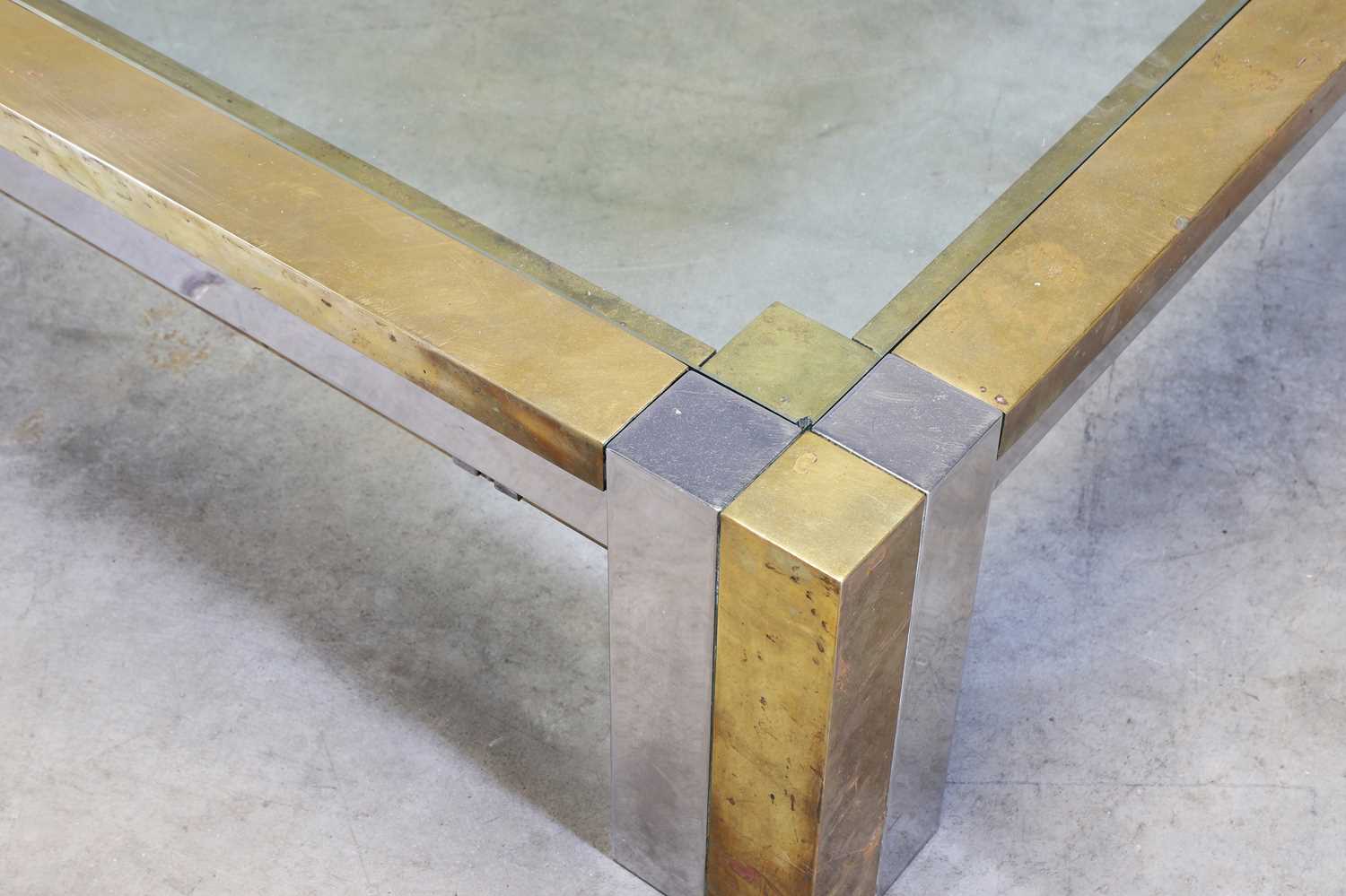 An Italian brutalist brass and chrome coffee table, - Image 4 of 4