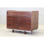 A walnut finish and aluminium-mounted 'Model 804' bureau or desk,