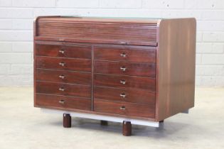 A walnut finish and aluminium-mounted 'Model 804' bureau or desk,