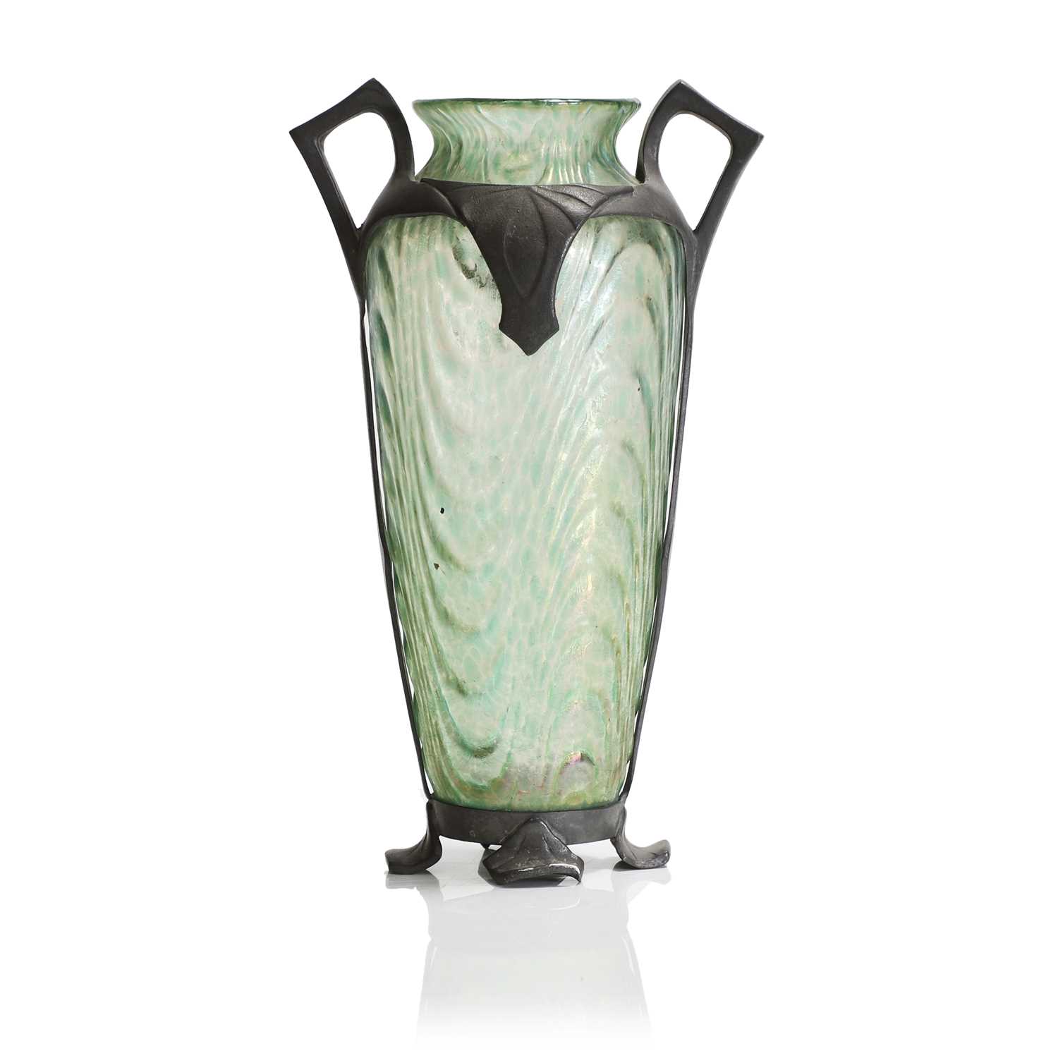 An Austrian pewter-mounted glass vase,
