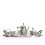 A German 'Model No. 4402' polished pewter tea set,