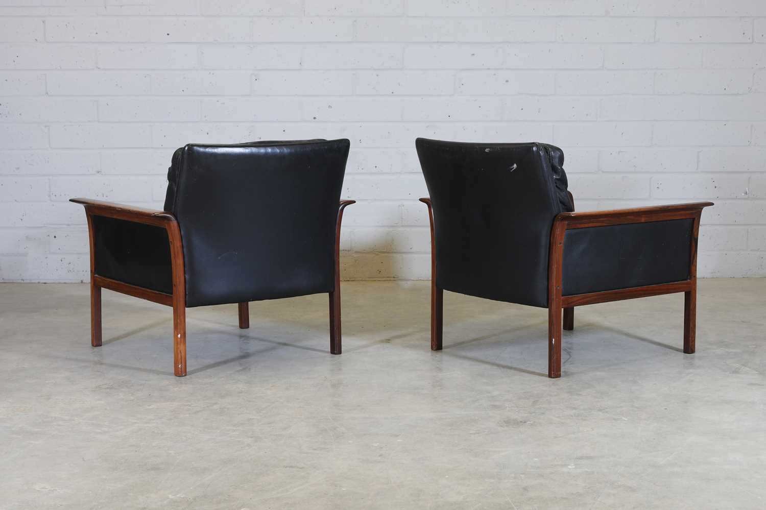 § A pair of Danish rosewood and leather chairs, - Image 3 of 7