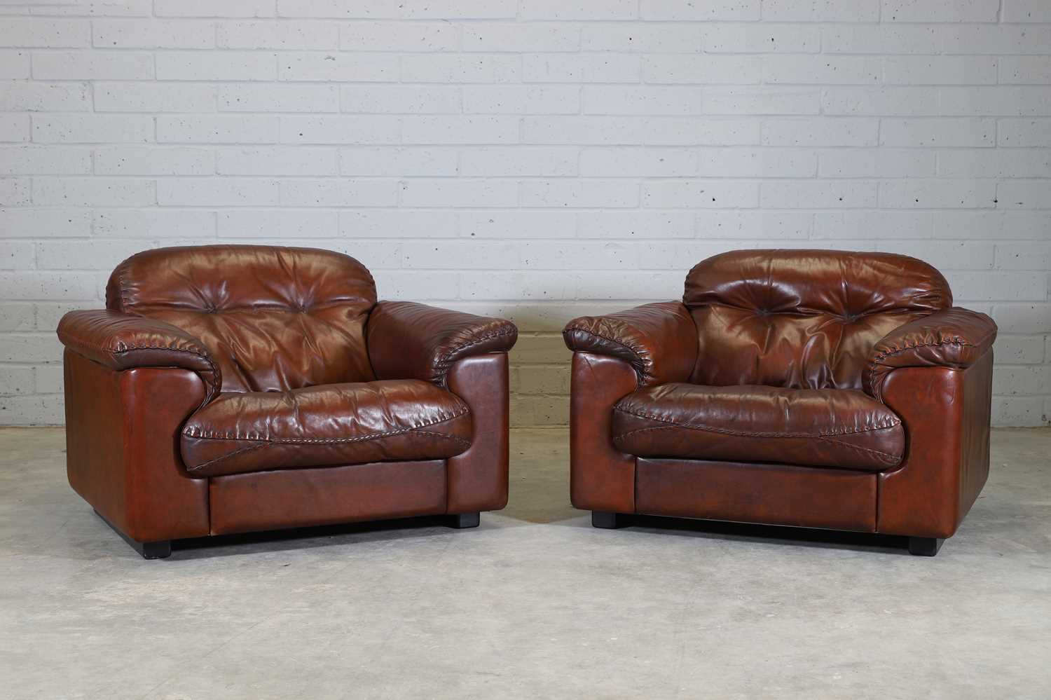 A pair of Swiss De Sede 'DS101' reclining armchairs,