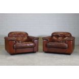 A pair of Swiss De Sede 'DS101' reclining armchairs,
