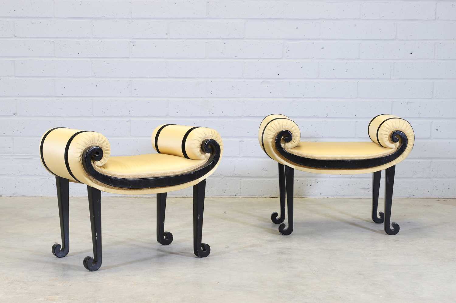 A pair of ebonised Art Deco window seats,