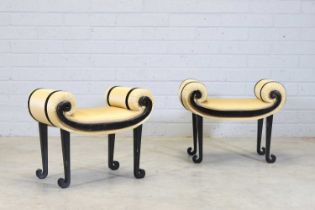 A pair of ebonised Art Deco window seats,