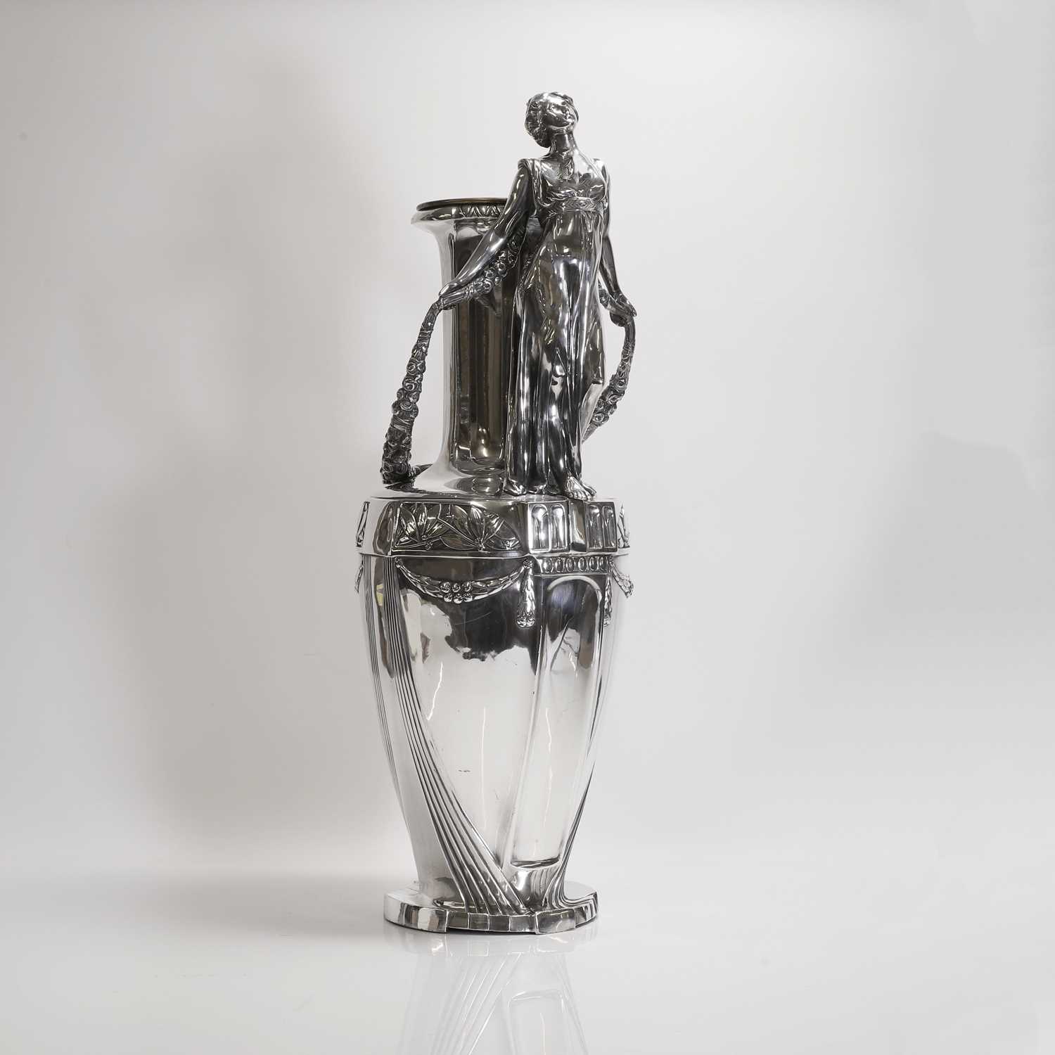 A German Jugendstil silver-plated vase, - Bild 2 aus 9