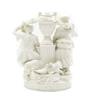 A Meissen blanc de chine porcelain figural group,