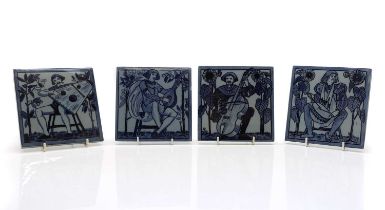 A set of four W.T. Copeland pottery tiles