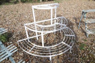 Three painted iron plant stands,