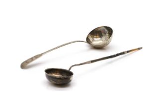 A Georgian fiddle pattern silver ladle,