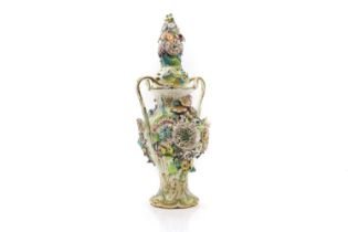 A Coalport twin-handle porcelain potpourri vase and cover,