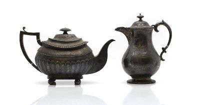 A George III silver teapot,
