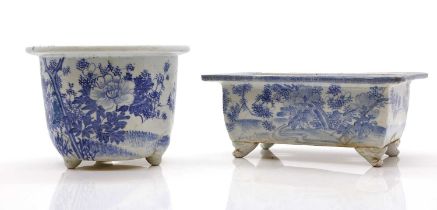 Two Japanese blue and white porcelain jardinieres