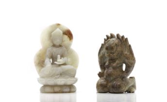 Two Chinese jade bodhisattva,