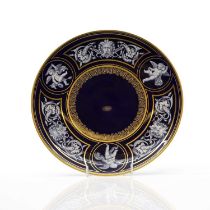 A Royal Worcester porcelain 'Limoges enamel' cabinet plate,
