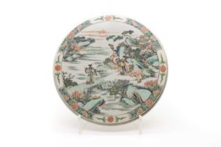 A Chinese famille verte porcelain plaque,