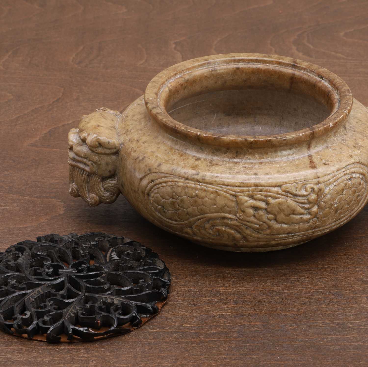 A Chinese soapstone incense burner, - Image 8 of 9