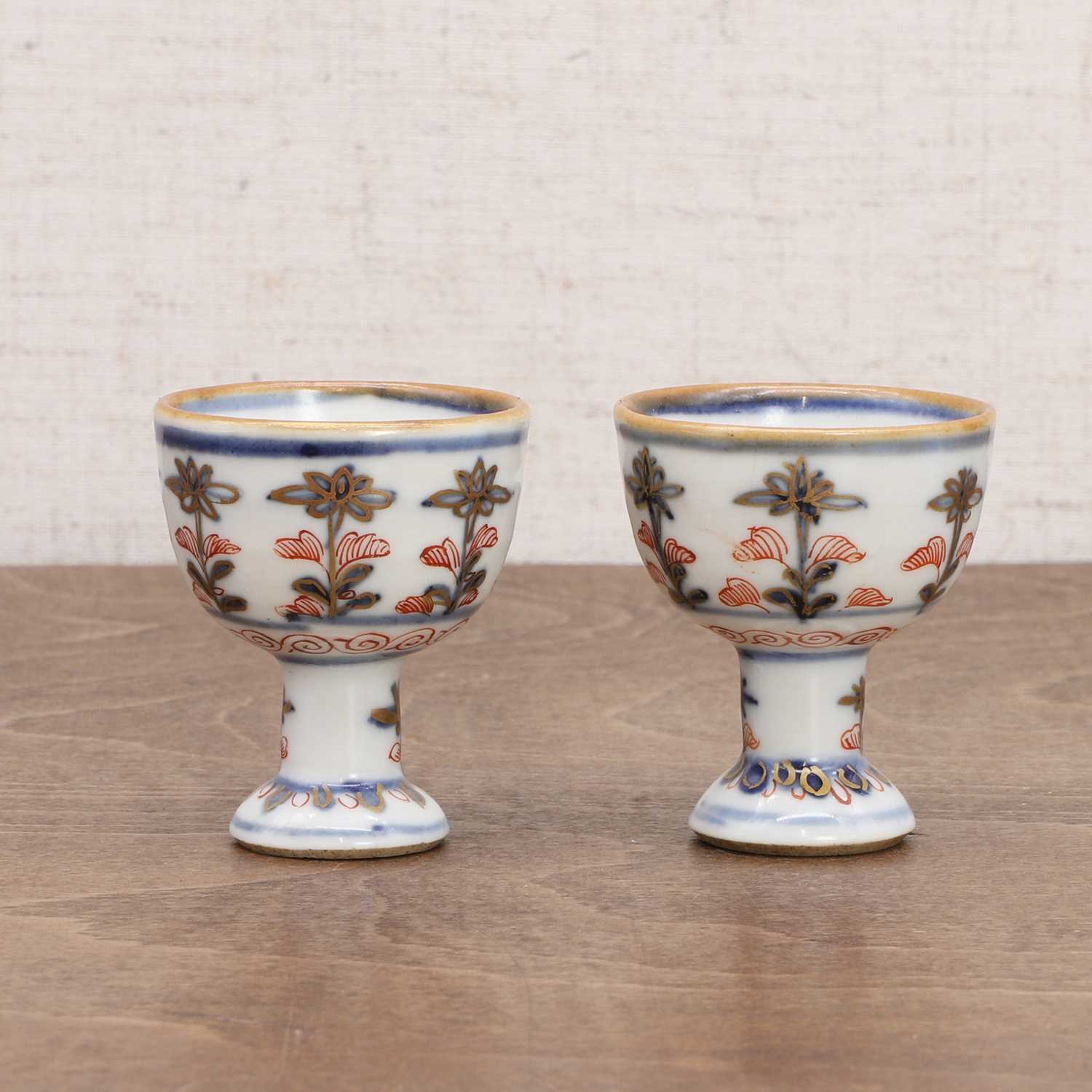 A pair of Chinese stem cups, - Image 4 of 7