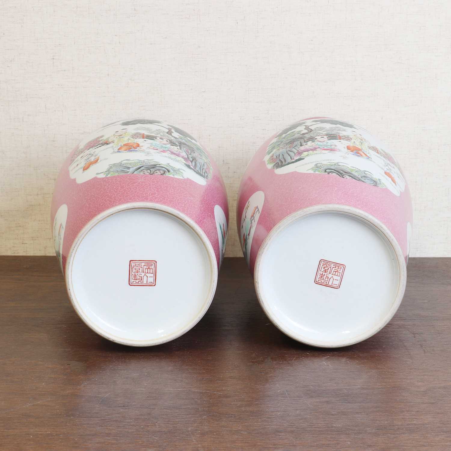 A pair of Chinese famille rose vases, - Image 6 of 9