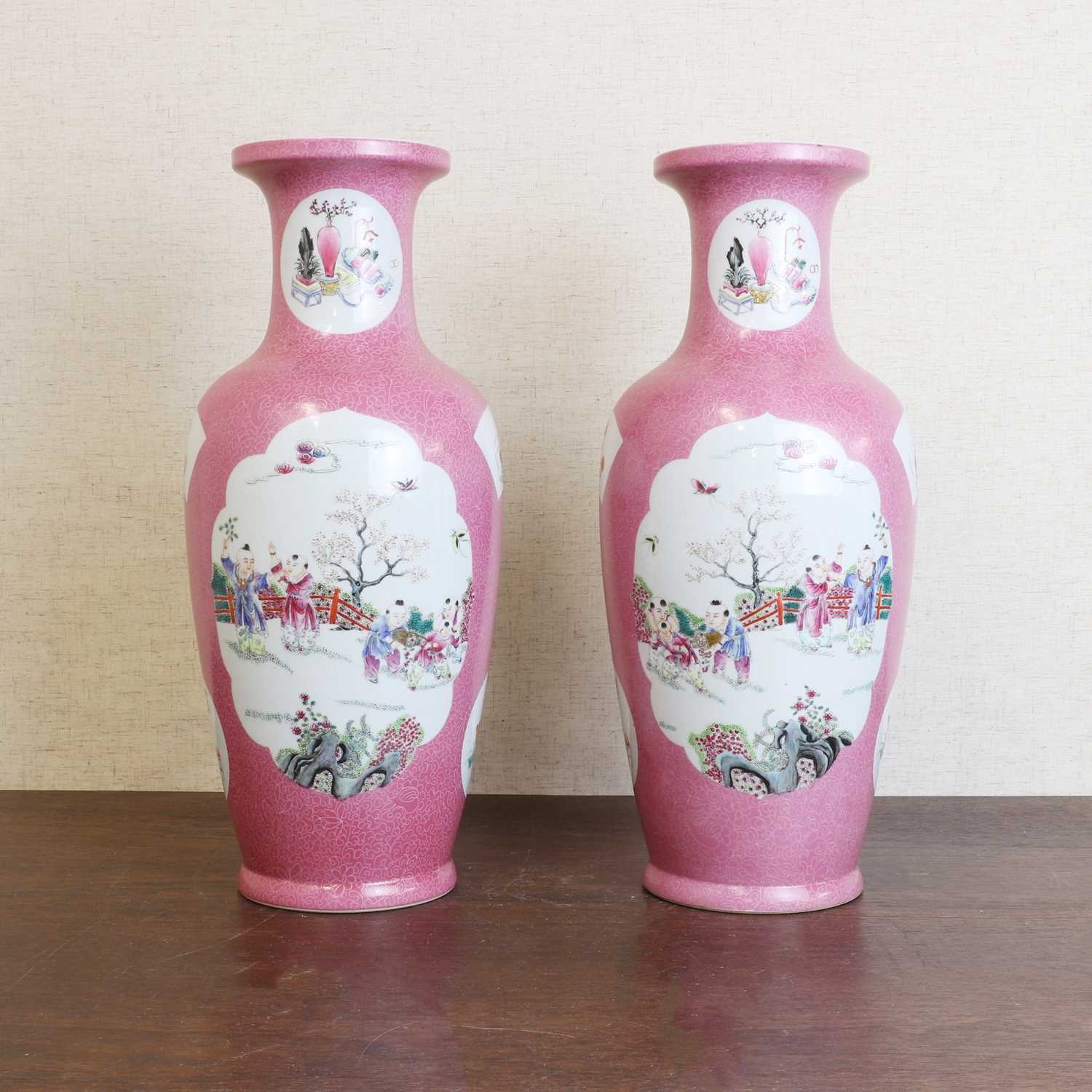 A pair of Chinese famille rose vases, - Image 3 of 9