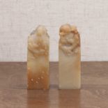 A pair of Chinese soapstone seals,
