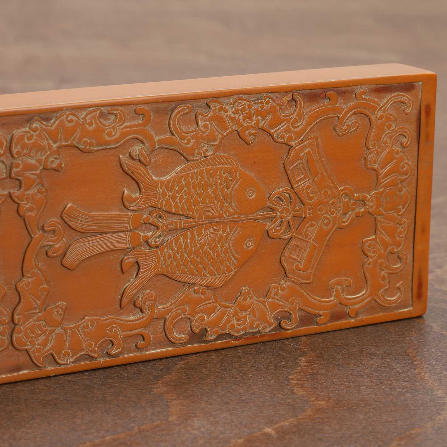 A Chinese bamboo-veneered box and cover, - Image 8 of 8