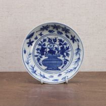 A Chinese blue and white saucer,