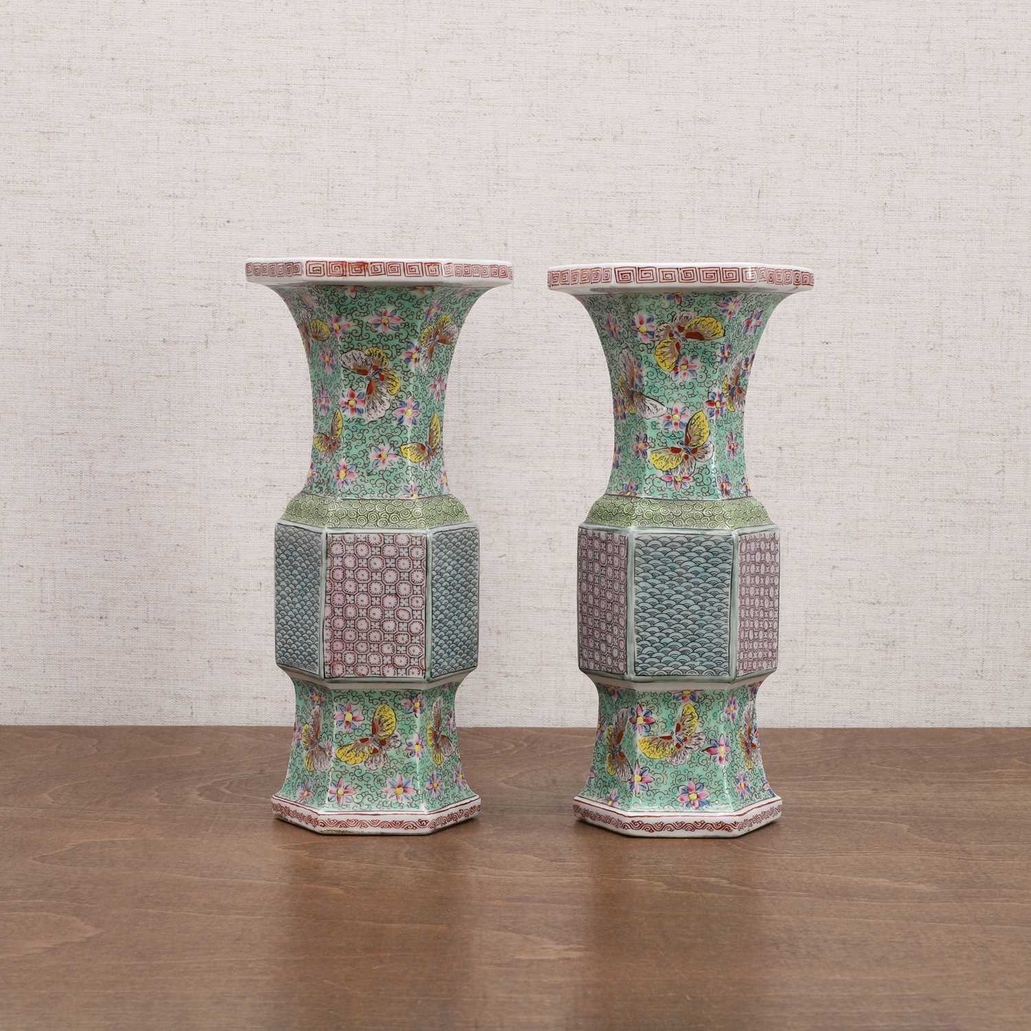 A pair of Chinese famille rose vases, - Image 2 of 11