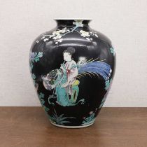 A Chinese famille noire vase,