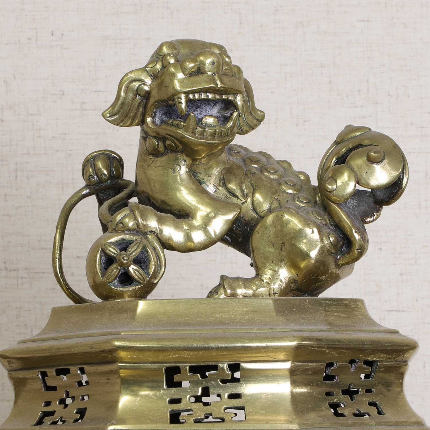A Chinese brass incense burner, - Image 8 of 8