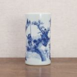 A Chinee blue and white brush pot,