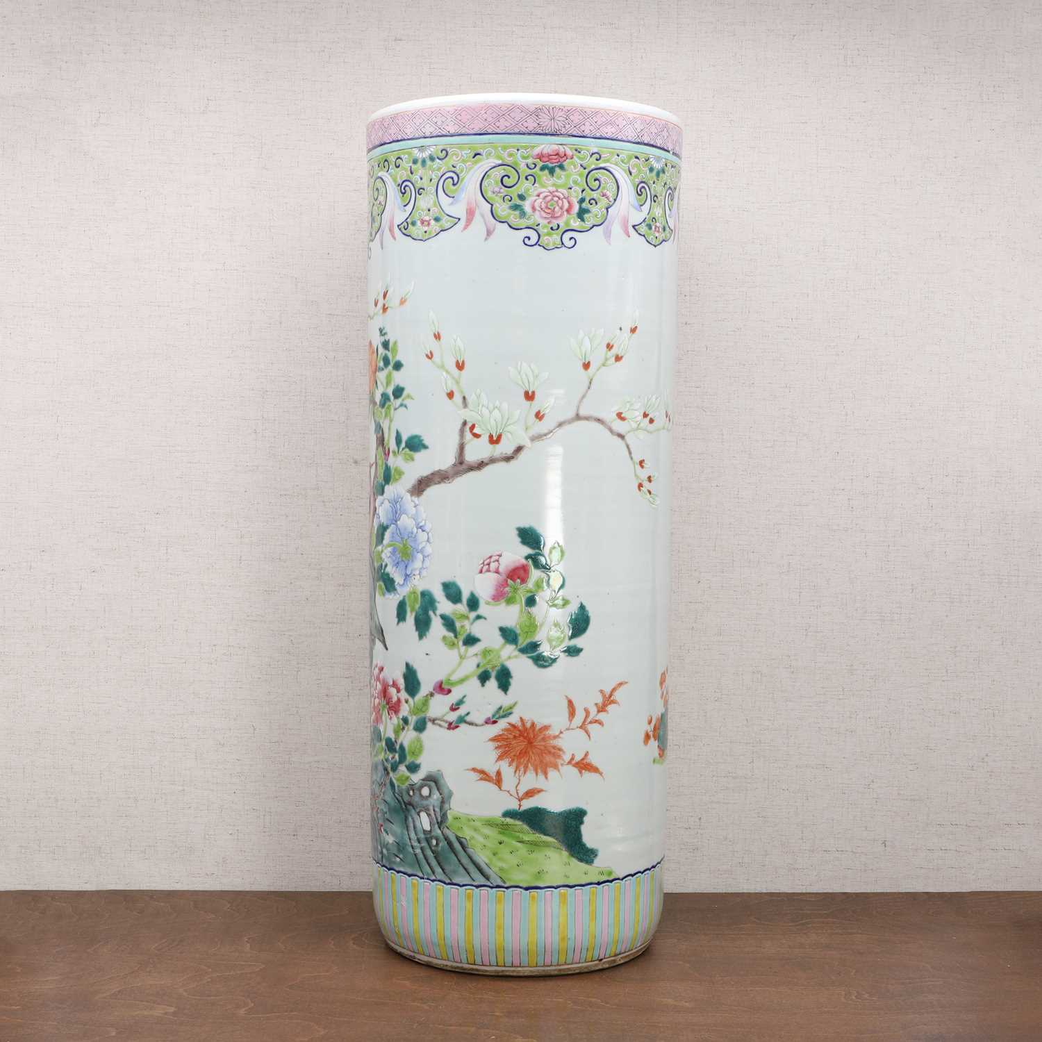 A Chinese famille rose umbrella stand, - Image 2 of 8