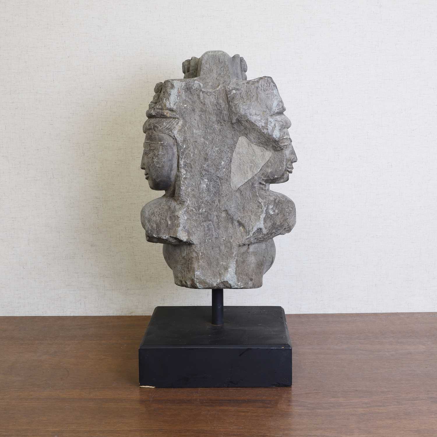 An Indian grey schist head of the Hindu trimurti, - Image 3 of 7