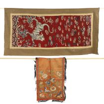 Two Chinese embroidered panels,