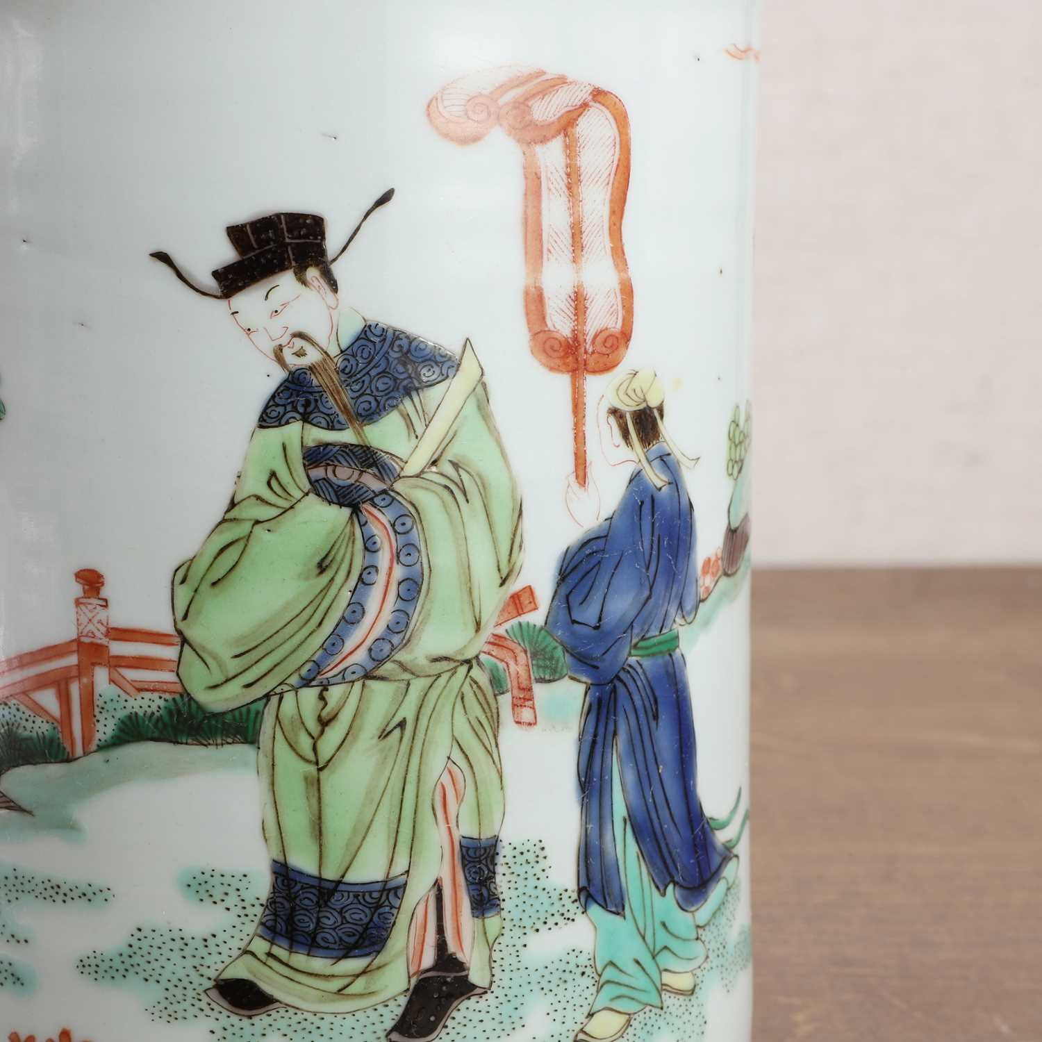 A Chinese famille verte brush pot, - Image 7 of 7