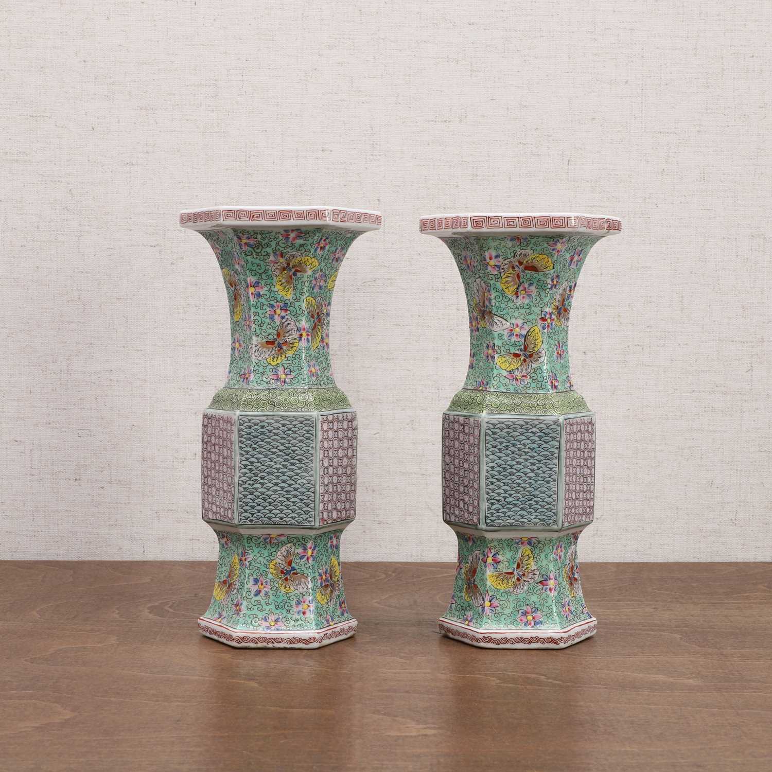 A pair of Chinese famille rose vases, - Image 4 of 11