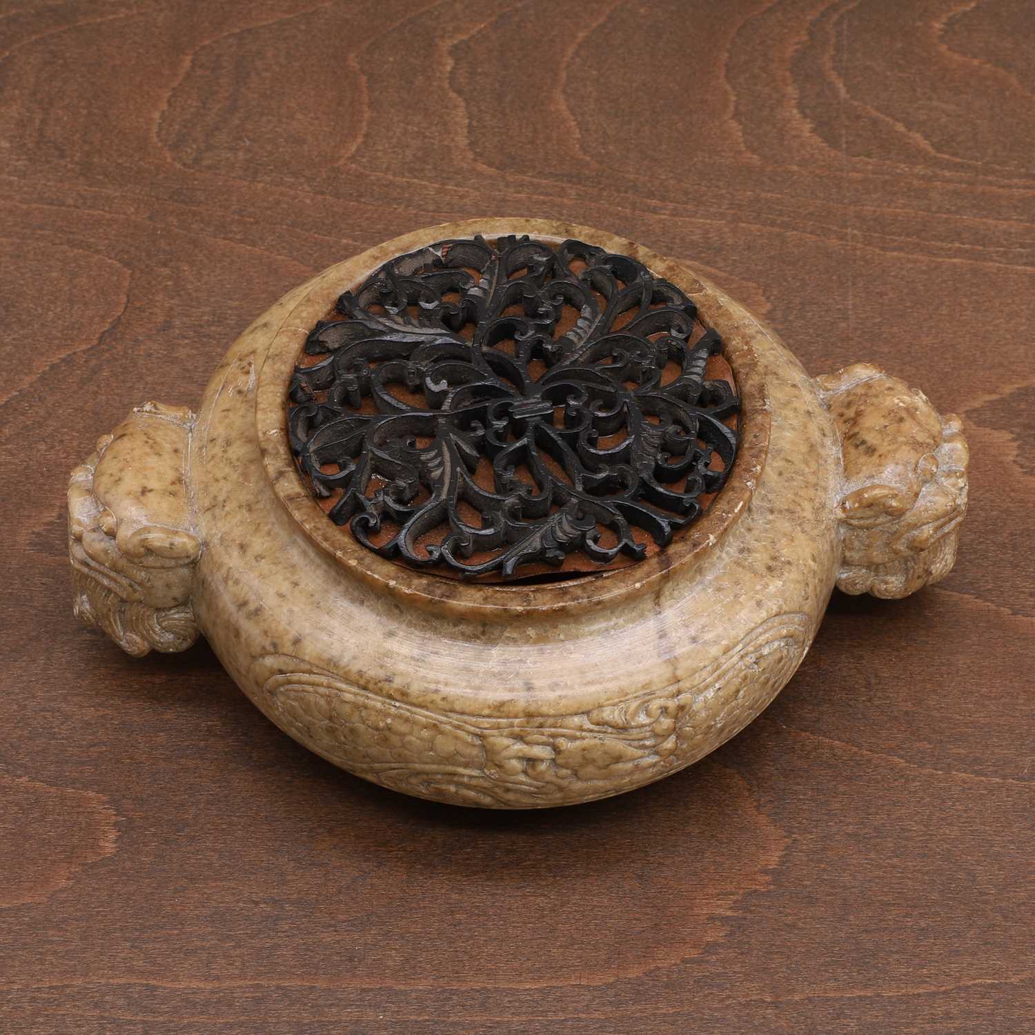 A Chinese soapstone incense burner, - Image 6 of 9