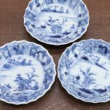 A group of three Chinese blue and white saucers,