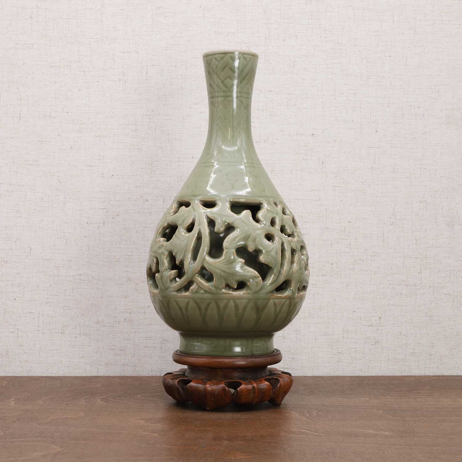 A Chinese reticulated Longquan yuhuchun vase, - Image 3 of 11