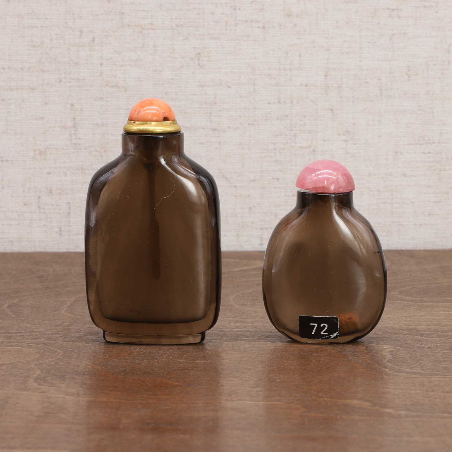 Two Chinese smoky quartz snuff bottles, - Image 3 of 7