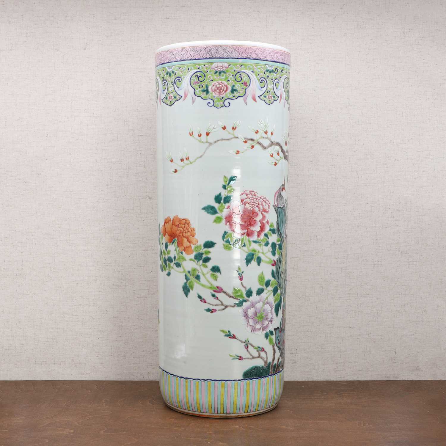 A Chinese famille rose umbrella stand, - Image 4 of 8