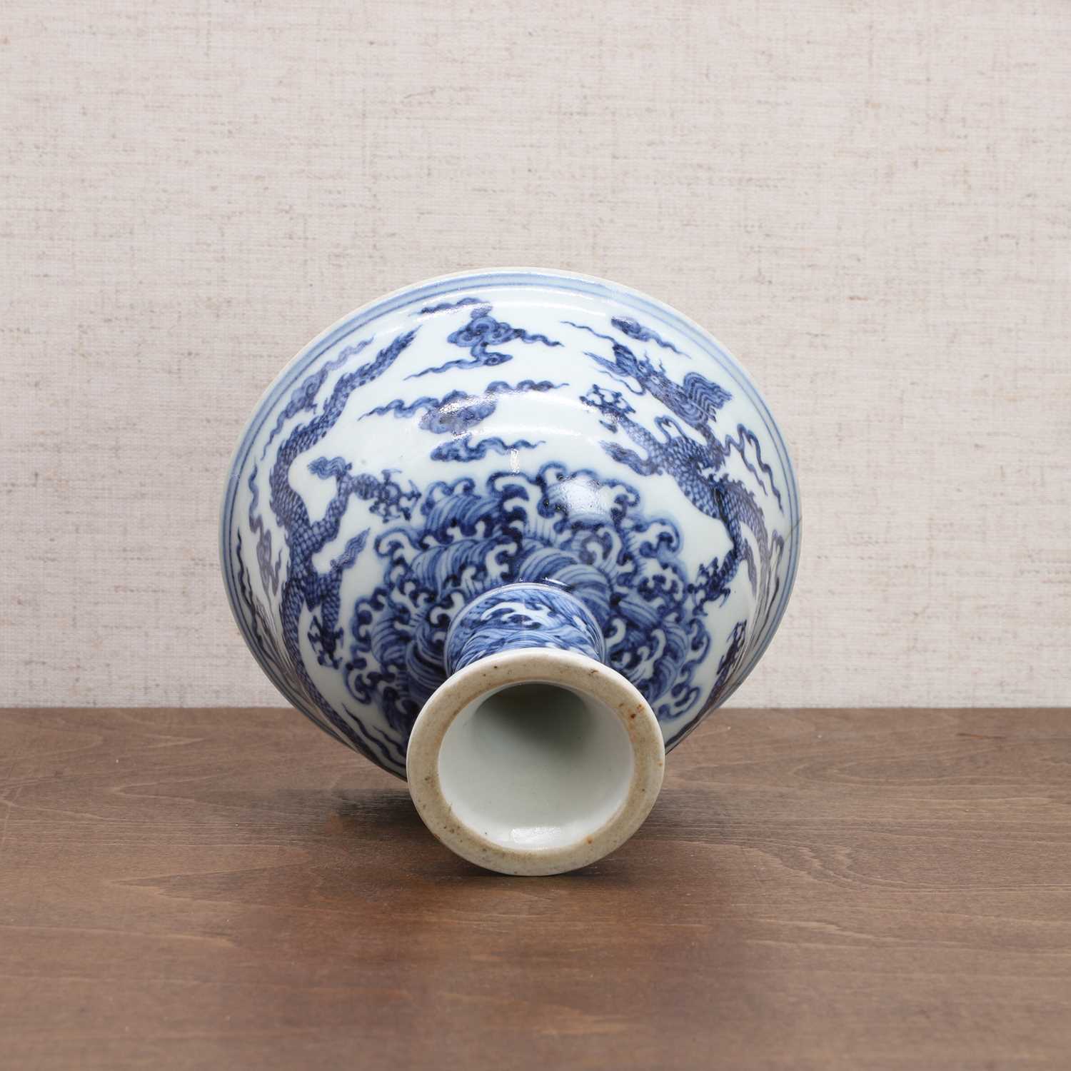 A Chinese blue and white stem bowl, - Image 6 of 8