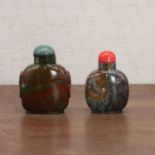 Two Chinese jasper snuff bottles,