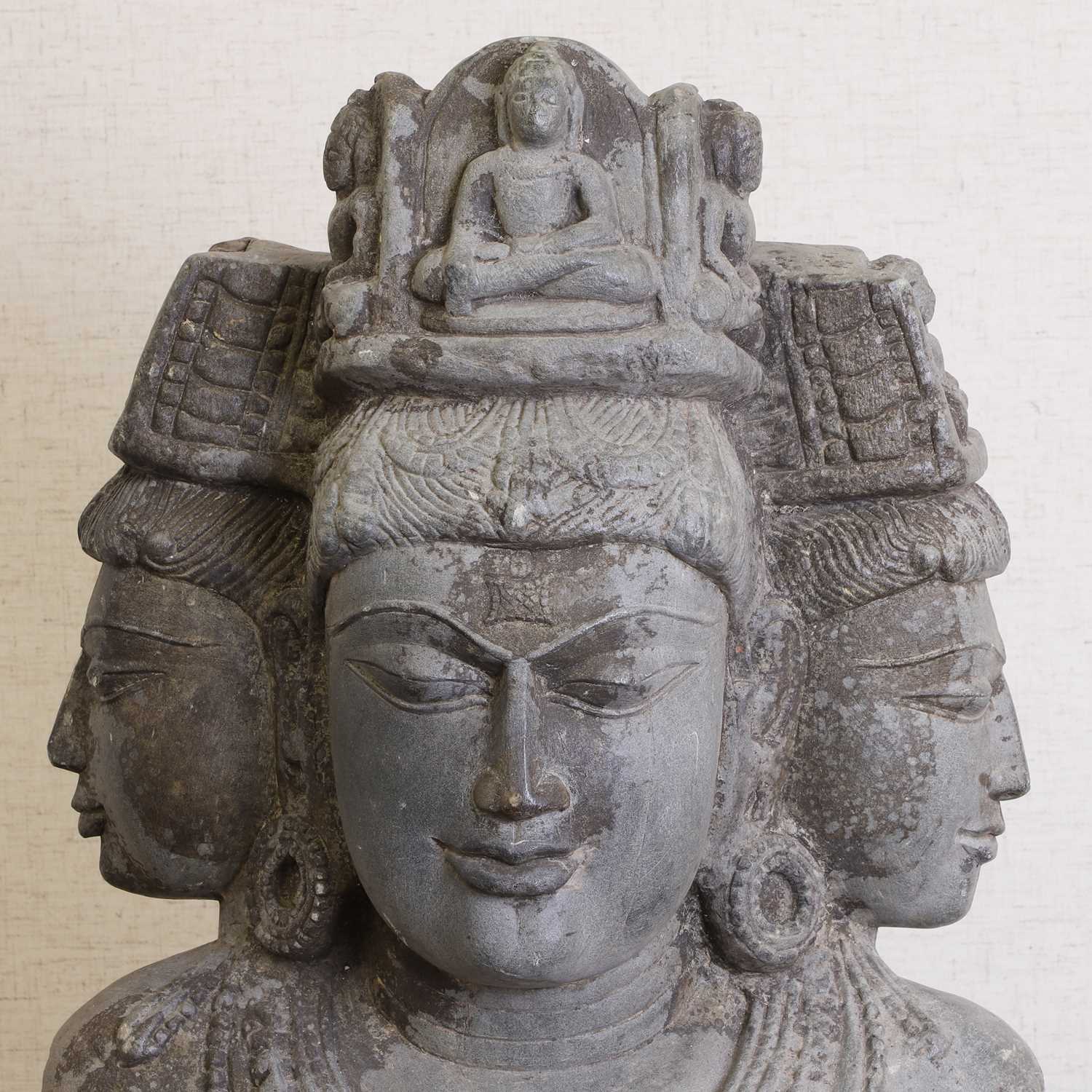 An Indian grey schist head of the Hindu trimurti, - Image 5 of 7