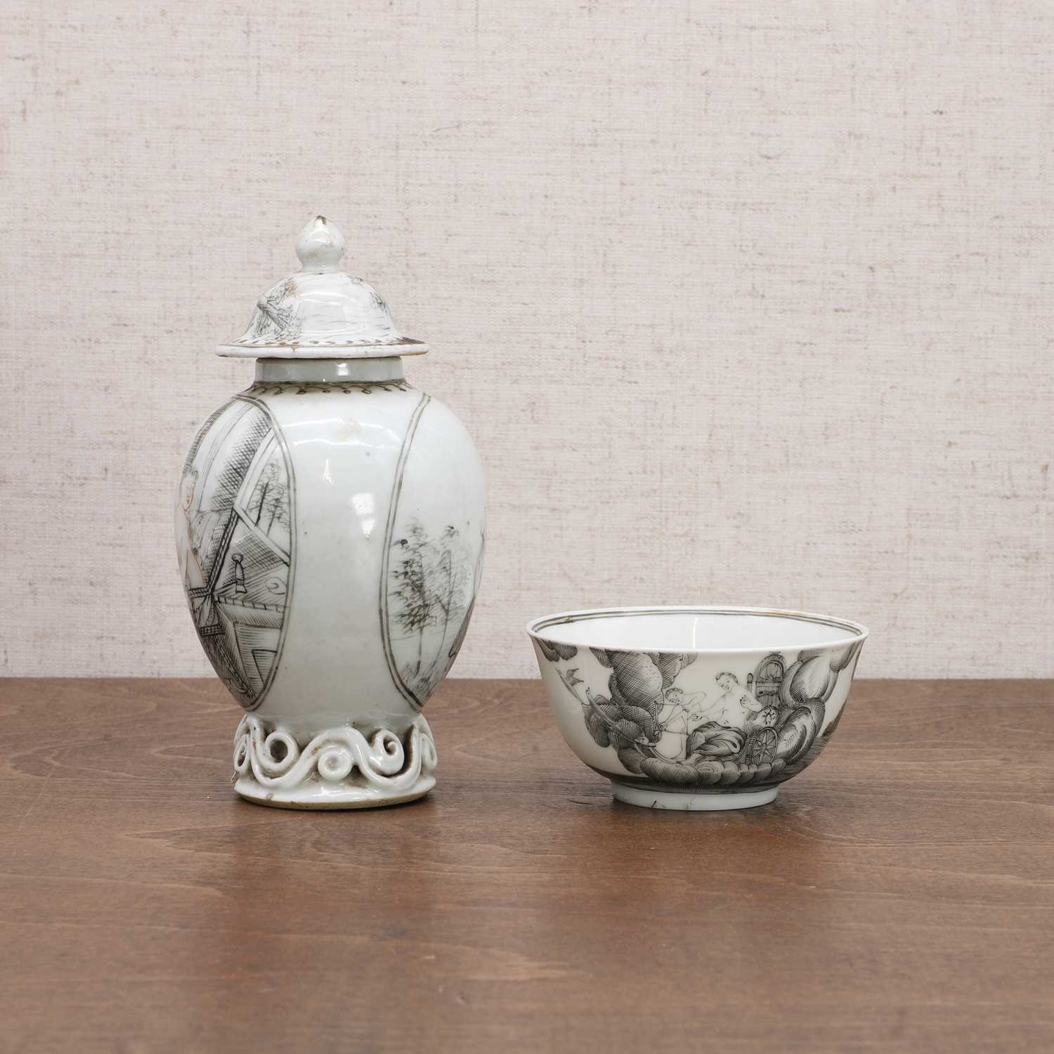 A group of Chinese export en grisaille porcelain, - Image 4 of 9